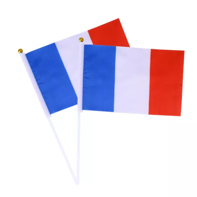 10 Pcs France Small Flag French Hand- Held Flags Miniature Gifts