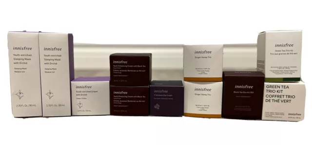 Innisfree *lot 6 full size procucts + samples *orchid-black tea-9 solutions*NIB