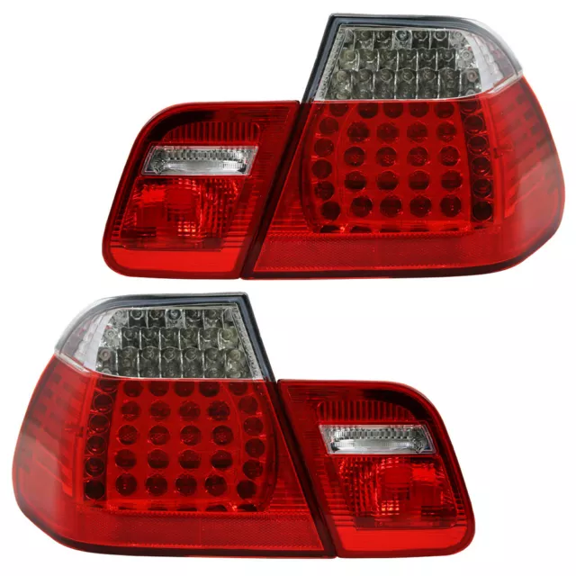LED Rückleuchten Heckleuchten Set für BMW 3er E46 Limo Bj. 01-05 Rot/Chrom