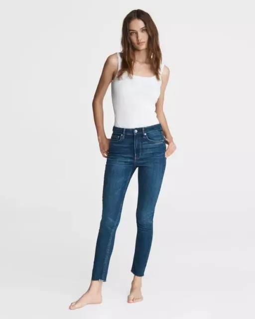 Rag & Bone Nina Skinny Jeans Womens Size 30 Jasper High Rise Ankle Denim Raw Hem