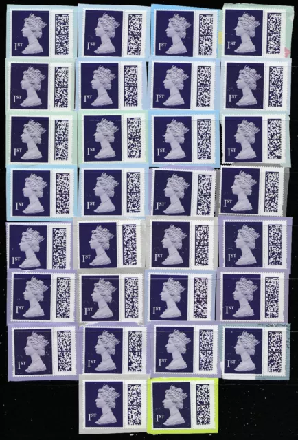 GB 30 x 1st  Class Unfranked Barcoded  Stamps On Paper