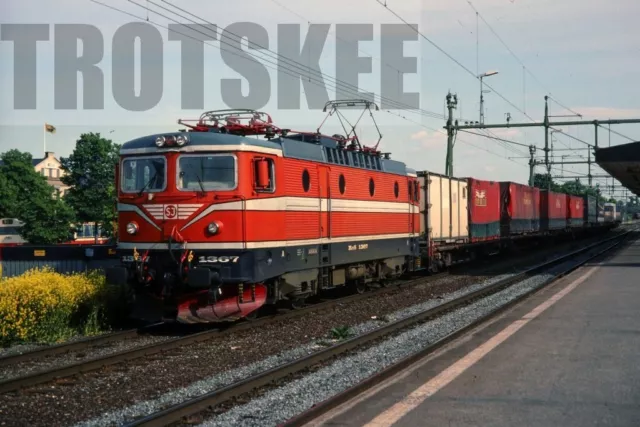 35 mm Slide SJ Schwedenbahnen Statens Järnvägar Elektroloco 1367 1990 Original