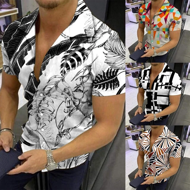 Desseré Chemise Hommes Haut Été 3D Numérique Imprimé Baroque Hawaïen Chemisier