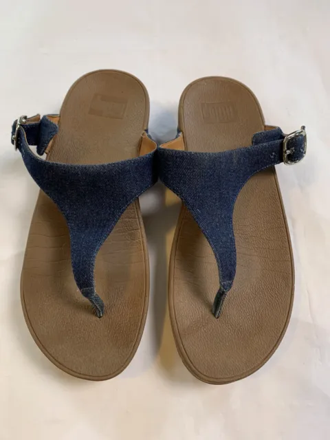 FitFlop The Skinny Denim Toe-Post Sandals Women's Size 7