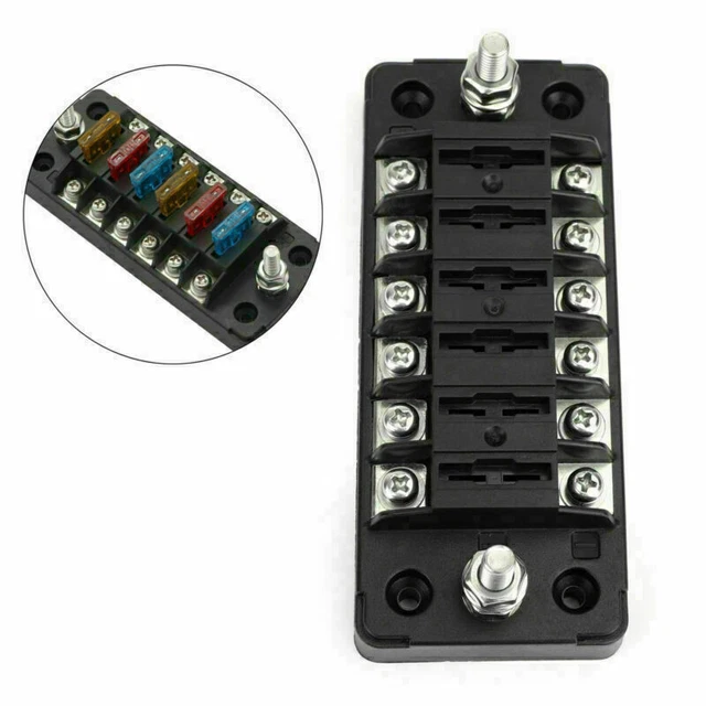 6 Way Blade Fuse Holder Box Block With Negative Pole Kit For Car Boat Marine S7