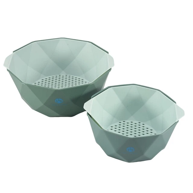 Cesta de lavado de verduras doble capa cocina cesta de drenaje doméstico estanque de frutas W3G8