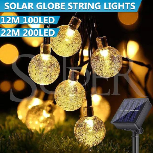 Retro Solar LED String Lights Outdoor Garden Festoon Party Globe Bulbs Light