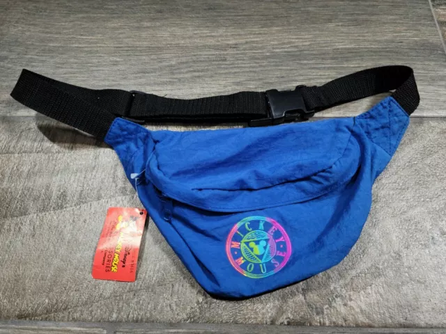 NEW Vintage Walt Disney Mickey Mouse  Fanny Pack Two Zipper Waist Bag Pouch NWT