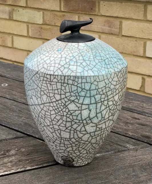 Tim Andrews (Ex-Leach) Large Raku Studio Art Pottery Jar Pot Vase Vessel, Signed