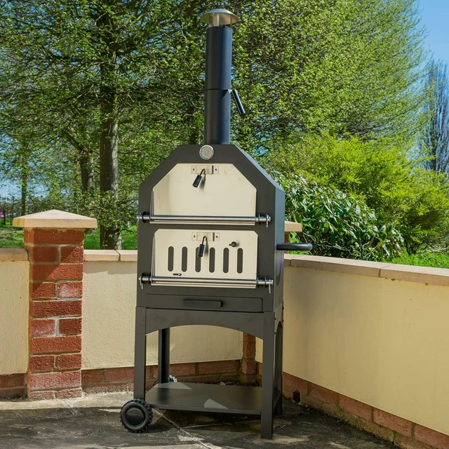 OUTDOOR PIZZA OVEN 3Tier Freestanding Steel Bbq Smoker Portable Cooker