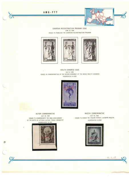 AMG FTT Italy Trieste Zone A 1949 Issues on Bush Album Page MNH