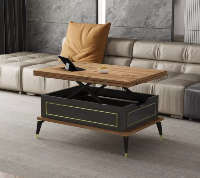 Lift top coffee table 6 in 1, Walnut table, dining table, Extendable coffee tabl 3