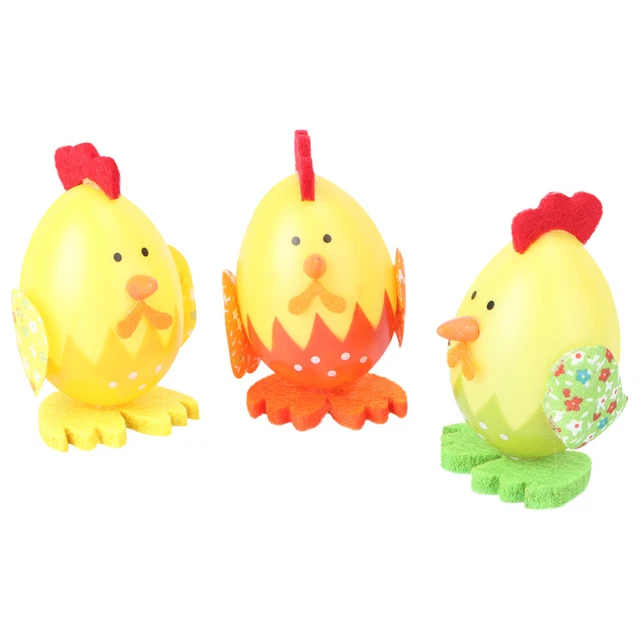 3 Pcs Ornement Poussin Figurines De Coq Statue Jouets Pour Oeufs