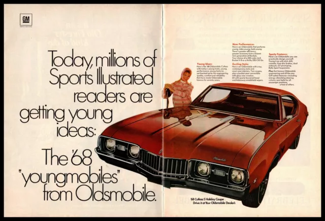 1968 Oldsmobile Cutlass S Holiday Coupe 350 V-8 2-Page Vintage Print Ad