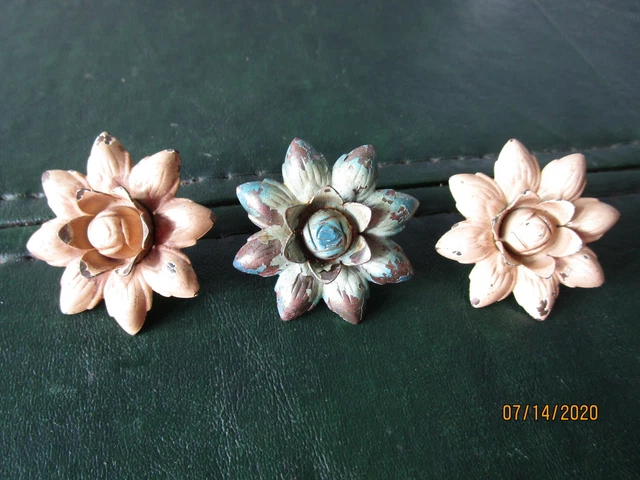 3 Vintage Metal Curtain Push Pins Drapery Pins Tack Tie Backs