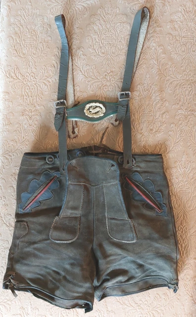 Vintage German Lederhosen Leather Traditional Bavarian Shorts Boys Youth