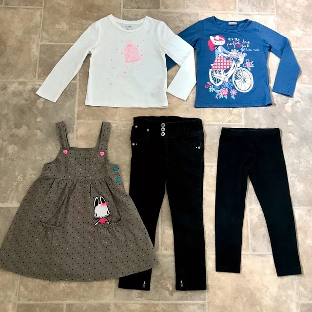 🦋 5 years 🦋 x5 BUNDLE 🎀 x2 tops, dress, jeans, leggings 🦋 GAP, bike, rabbit
