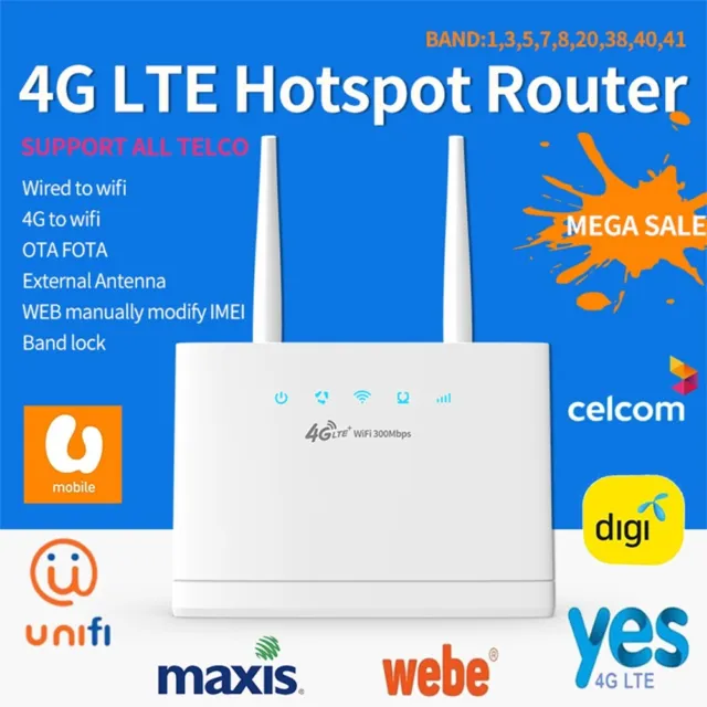 300Mbps WiFi Unlocked 4G LTE Modem Router VPN Wireless Internet Router SIM Slot