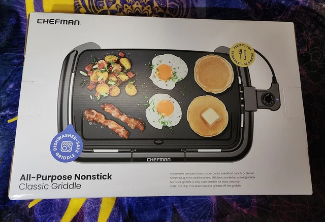 Chefman Electric Griddle, Flat Top with Temperature Control, Slide Out Drip Tray
