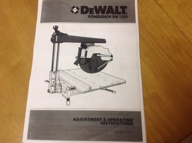 thumbnail image 2 of DEWALT 925 Radial Arm Saw Owners Manual – Instructions, Maintenance, And Parts List – Model 0259 2 of 6