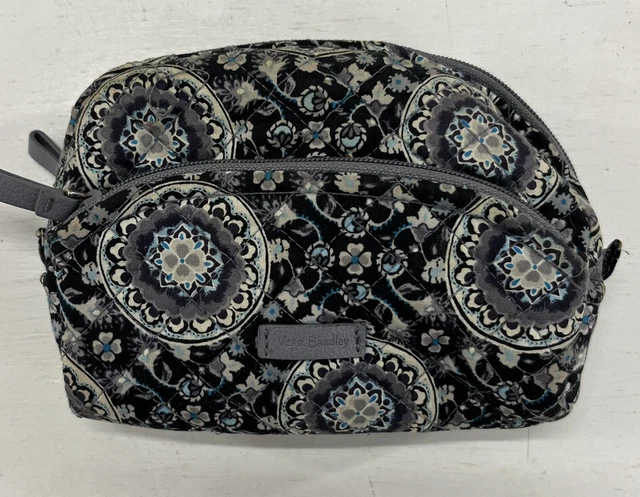 Vera Bradley Charcoal Medallion Cosmetic Purse Makeup Bag Case Rare!