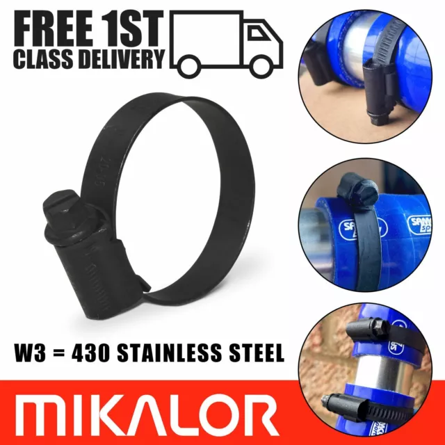 Black Hose Clips Mikalor W3 Worm Drive 430 Stainless Steel Radiator Pipe Clamps