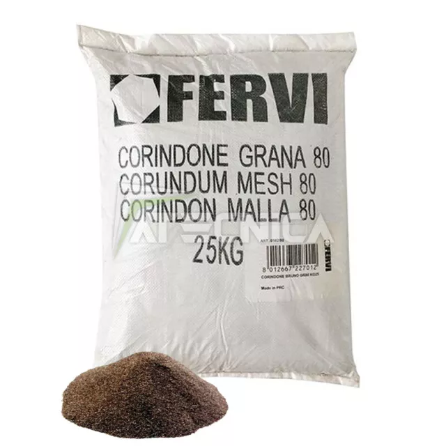 Sacco 25Kg corindone grana 80 per sabbiatrici Fervi 0582/80 da sgrossatura