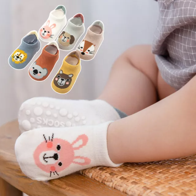 3/6 Pairs Anti-slip Non Skid Baby Floor Socks Kids Boys Girls Toddler Ankle Sock