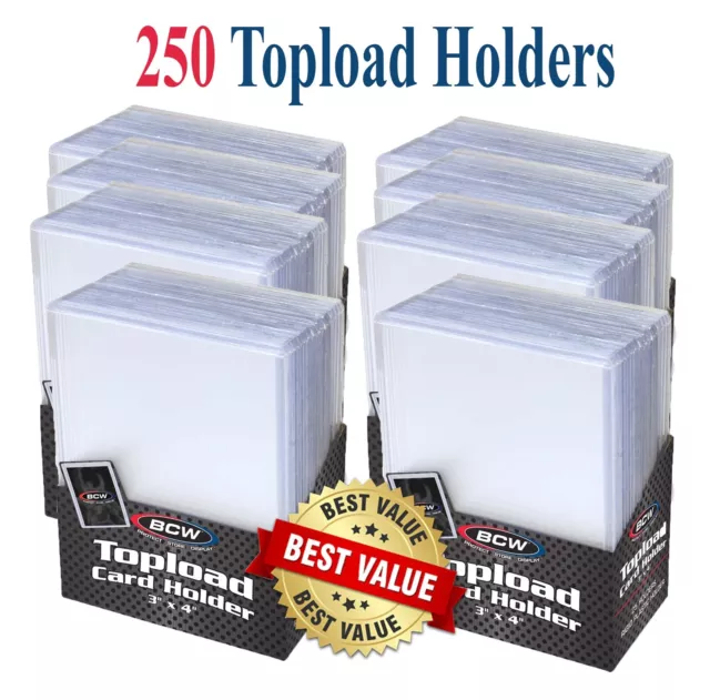 250 BCW Topload Holder Trading Sport Card Sleeve Standard 3x4 Gaming MTG Pokemon