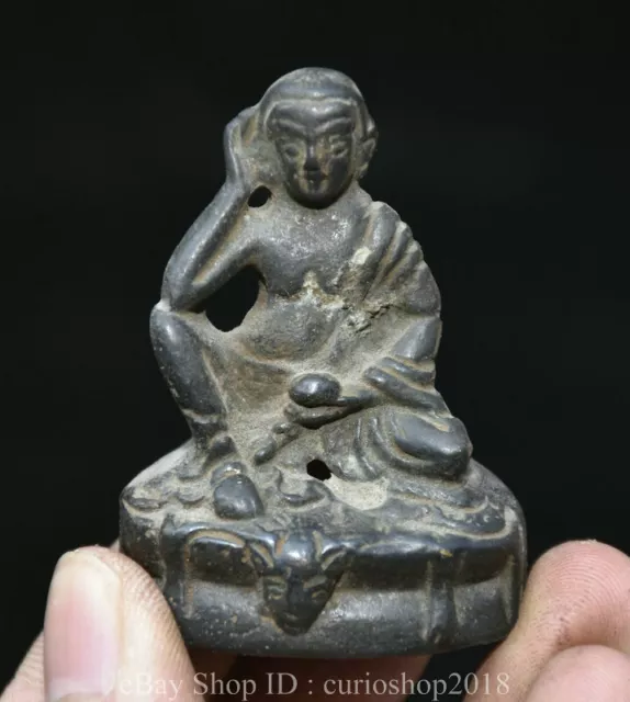 2.2 " Collect Old Tibet Buddhism Bronze Milarepa Buddha Statue Sculpture