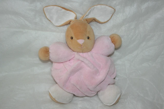 Kaloo Doudou Lapin Boule Plume Rose Marron Beige Blanc Etat Neuf