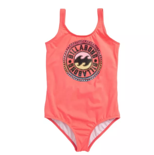BILLABONG GIRLS SOL Searcher One Piece Swimsuit Solid Coral Size 8 7784 ...