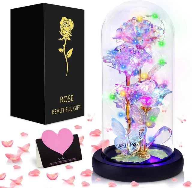 Rosa Eterna Sotto Cupola Di Vetro Con LED - Kit Regalo Romantico Per Amore, Anniversari E Feste - Foto 6