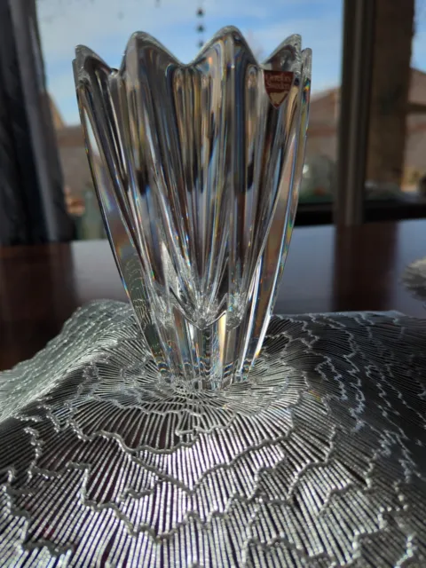 Orrefors Swedish Crystal Vase *6in* FLEUR Jan Johansson Design.    Signed.