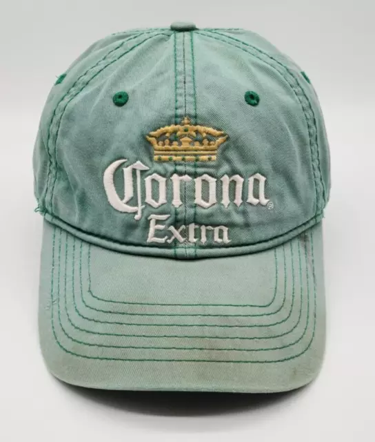Corona Extra Faded Green Hat Cap ‘La Cerveza Mad Fina’ Distressed Thrashed Anoma