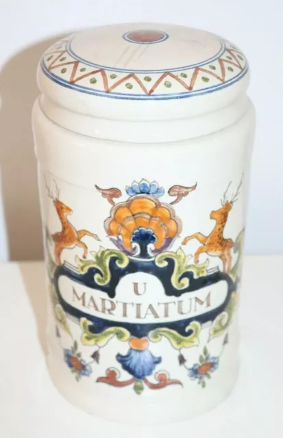 Apotheker - Gefäß Deckeldose Keramik U Maritiatum handbemalt  //936