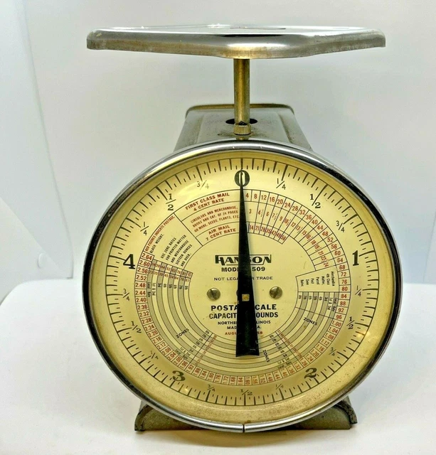 Vintage HANSON Model 1509 5lb Stainless Steel Postal Scale