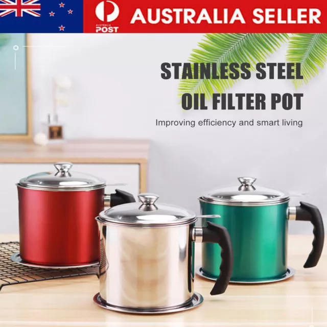 Kitchen Stainless Steel Oil Filter Pot Durable Stainless Steel Large Capacity