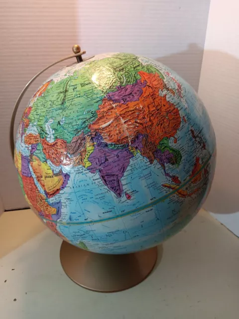 Vtg  Replogle World Nation Series Raised Topography Globe /360 Degree Spin 3