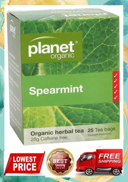 Planet Organic Spearmint 25 Tea Bags, FREE SHIPMENT.