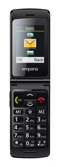 Emporia Flip Basic 2G F220 Senioren-Klapptelefon Schwarz Neu OVP