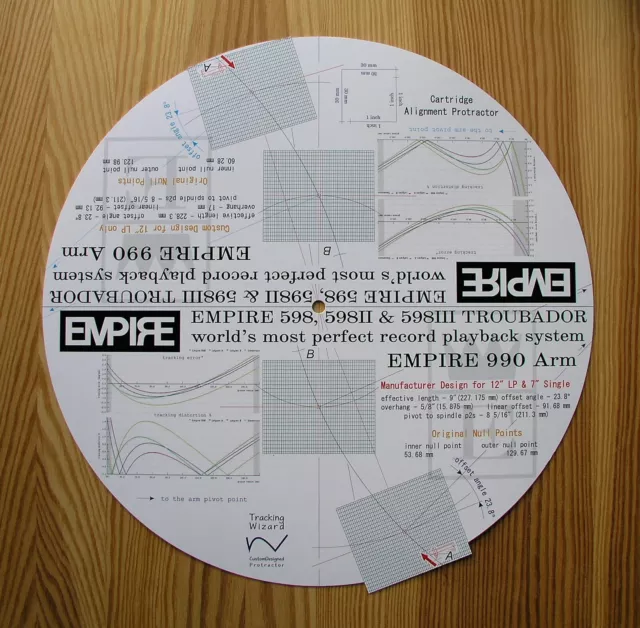 Cartridge Protractor for Empire Troubador 598/598II/598III & 990 Turntables