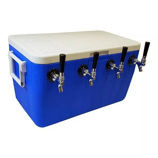 Jockey Box Cooler - 4 Faucet, 75' Stainless Coils, 48qt - All Stainless Fittings