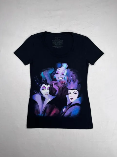 Disney Teen Short Sleeve Shirt XS Black Villains Cruella Maleficent Evil Queen