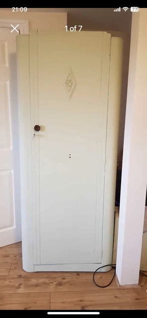 Shabby chic antique wardrobe tall slim narrow green