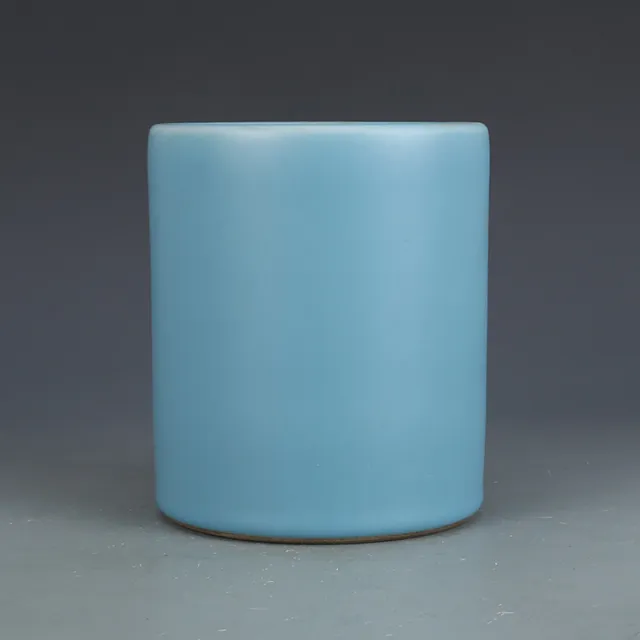 5.7" Old Chinese Jingdezhen Blue Glaze Porcelain Brush Pots Collect Decor Gift 2