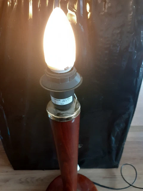Pied De Lampe Art Déco Français - Bois Orange, Années 1930 (à Restaurer)