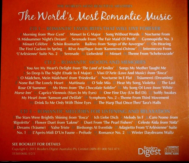 THE WORLDS MOST Beautiful Melodies Romantic Music CD, VG £14.99