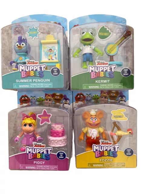 Lot Of 4 Disney Junior Muppet Babies Posable Miss Piggy Kermit Fozzie & Penguin