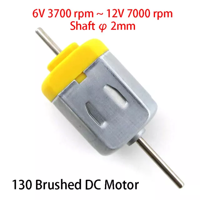 Brushed DC Motor Micro Electric Motors Long Shaft Dual Axis 6~12V 3700/7000 rpm